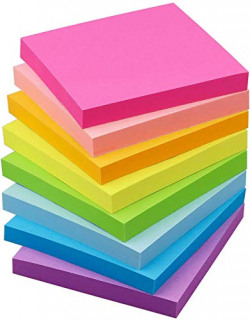 OFIXO 400 Sheets (5 Mix Colors * 80 Sheets Each Color) Fluorescent Paper Self Adhesive Memo Pad Sticky Notes Bookmark Point It Marker Memo Sticker