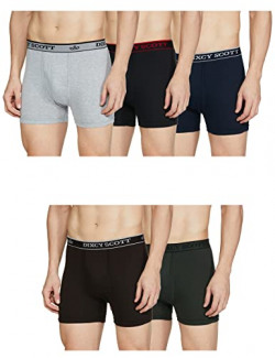 Dixcy Scott Men's Pure Cotton Regular Solid Trunks (Pack of 5) (CROSSTRUNK-P5_Black/Grey Melange/Olive/Deep Blue/Coffee Brown_Large)