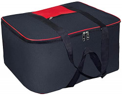 SNDIA Large 75-Litres Underbed Clothes Blankets Storage Bag with Zippered Closure, Black, Rectangular, 54x46x32 cm