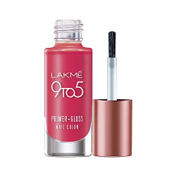Lakm 9 to 5 Primer + Gloss Nail Colour, Blush Punch, 6 ml