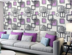 JB Collection Blue and White Square Bed Room (200*45CM L*W - 9SQFT Approx.)PVC SELF Adhesive Wallpaper Peel and Stick Easy to Stick and Kitchen Bedroom LIVINGROOM CABINE (2_Purple White Square)