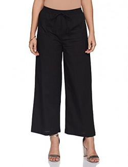 Amazon Brand - Myx Women's Cotton Palazzo Bottom (PAG 225_Black_Small)