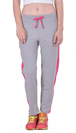 Lyra Women's Track Pants Track_301_Grey Melange and Fuschia_Small
