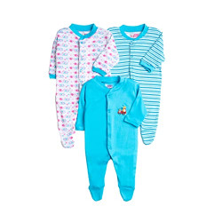Baby Story 100% Cotton Rompers/Sleepsuits/Jumpsuit/Night Suits for Baby Boys & Girls, Infants, New Borns (0 Months-3 Months, Sky Blue)