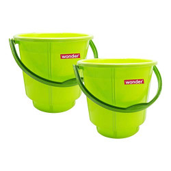 Wonder Plastic Prime Bucket Set, 2 Bucket, 5 Liters, Green Color, Made in India