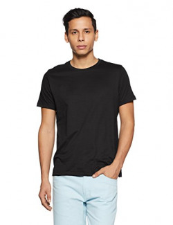 Hanes Men's Solid Regular Fit T-Shirt (X006-002-PL_Black_Small)
