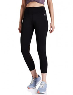 Clovia Women's Slim Fit Polyester Activewear Ankle Length Tights (AB0047P13_Black_L)