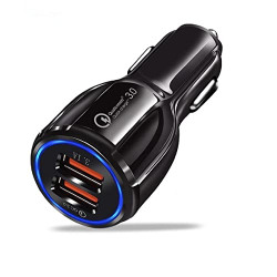 BROGBUS Multi Dual USB Ports Fast Quick Car Charger (QC 3.0) USB - C Car Mobile Charger Compatible for Qualcomm 3.0 and All Mobile Phones - Black