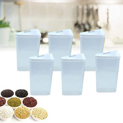 EASY FLOW KITCHEN CONTAINER JAR CEREAL RICE GRAINS PLASTIC DISPENSER STORAGE BOX 6 PCS COMBO