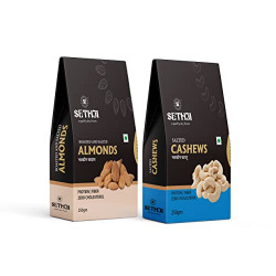 SETHJI Dry Fruits and Nuts Value Combo Pack (Salted Almonds, Salted Cashew, Pack of 2- 500gm(250g each))