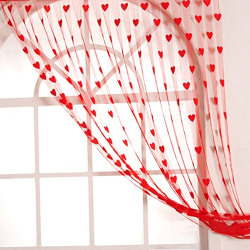 Homefab India Set of 2 Red Heart Curtains