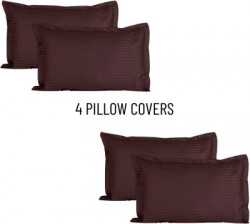 Home Elite Striped Pillows Cover(Pack of 4, 69 cm*45 cm, Brown)