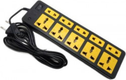 Morvi ELECTRIC BOARD EXTENSION CORD POWER STRIP SURGE PROTECTOR MULTI PLUG 10 sockets with 1m wire 10 Socket Extension Boards (Black, Yellow) 10  Socket Extension Boards(Black, Yellow, 1 m)