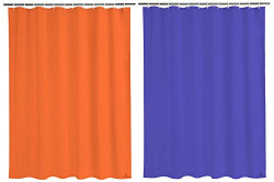 Kuber Industries 2 Pieces Solid 100% PEVA Shower Curtain,Bathroom Curtain, 70 inch x 80 inch, Orange & Blue-KUBMART11567