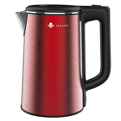 SOLARA Premium Electric Kettle Xtra Large | 1.8L Double Wall 100% Stainless Steel BPA-Free Cool Touch Tea Kettle with Overheating Protection, Cordless with Auto Shut-Off | Mobile app (Metallic Red)