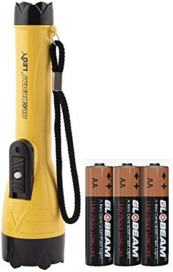 Globeam - Leo Led Light Torch Made in India Operate On 3 Aa Size 3 Pieces Battery are Included with The Torch Light, Yellow, Pack of 1
