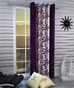 PARADISE HOME DECOR 152 cm (5 ft) Polyester Blackout Window Curtain Single Curtain(Printed, Purple)