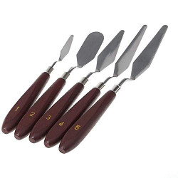 KRSNA ART 5 Pcs Stainless Steel Artists Palette Knife Knives Set Thin and Flexible for Oil Painting, Acrylic Mixing etc.