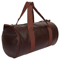Raisons PU Leather Gym Duffel Bag | Shoulder Gym Bag | Sports and Travel Bag | Fitness Bag | Gym, Basketball, Football, Multipurpose with Side Compartments for Men, Women, Boys & Girls (Brown)