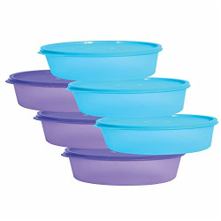 Wonder Plastic Super Fresh 450 Container Set, 6 pc Container 450 ml, 3 Violet 3 Blue Color, Made in India, KBS02110