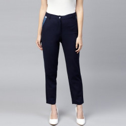 Aks Slim Fit Women Blue Trousers