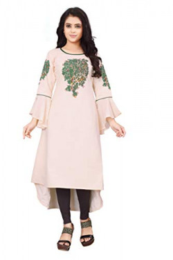 OM SAI LATEST CREATION Women's Rayon Fabric Kurtis for Women (K1185) (Pink, Large)