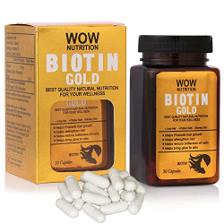 WOW NUTRITION Biotin Supplement for Hair Growth, Strong Hair and Glowing Skin (30 CAPSULE)