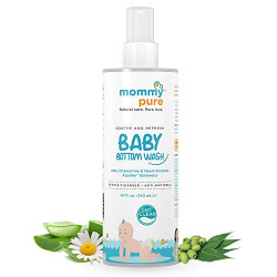 Mommypure Anti Rash Natural Bottom wash |Cleans Diaper Area (140 ml) | Natural Soothe & Refresh Anti-Bacterial & Gentle Cleanser, Rinse Free Hygiene Wash with Aloe &Chamomile for Gentle Cleaning of Diaper Area| Dermatologically Tested, Toxin Free