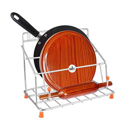 Unify Chakla Belan Tawa Stand for Kitchen, Stainless Steel Rolling Pin Board Holder Wall Stand 4 in1 Holder, Chakla Belan Stand for Kitchen Combo, Kitchen Organizer, Silver