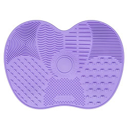Amazon Brand - Solimo Makeup Brush Cleaning Mat, Double Oval Pattern, Dark Blue