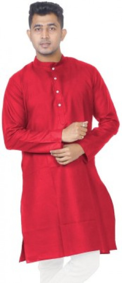 FTC FASHIONS Men Solid A-line Kurta(Red)