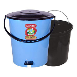Wonder Plastic Prime Ultra Pedal Dustbin With Inner Set For Home/Kitchen/Office, 1 Pc Dustbin 12 Ltr, Blue Color, Made In India