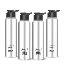 Pigeon Inox Hydra 1000 900 ml Bottle (Pack of 4, Black, Steel/Chrome, Steel)