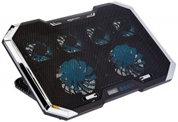 Amazon Basics Laptop Cooling Pad with 7-Cool RGB LED Lighting Effects | USB Powered Gaming Laptop Cooler Stand | Quiet 6 Fans with 7-Level Height Adjustment| Slim Chill Mat for 12 to 17-Inch Laptops