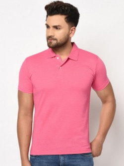 KETEX Solid Men Polo Neck Pink T-Shirt