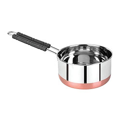 Panca Tea Pan Stainless Steel Copper Bottom Sauce Pan Milk Pan Tapeli Patila Induction Base 1.5 Litre Sauce Pot Milk Boiler Cookware with Handle, 1500ltr