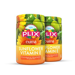 PLIX Plant-based Vitamin E 400 (Natural Vitamin E with Sunflower, Aloe Vera and Olive Oil) for Glowing Skin and Hair, Vegan & Non-GMO, 60 Capsules