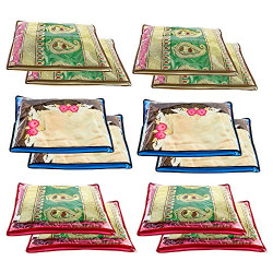 Amazon Brand - Solimo 12 Piece Non Woven Fabric Single Saree Cover Set, Pink, Blue and Beige