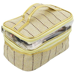 Heart Home Jute Design Make Up Kit Cum Cosmetic Kit, Jewellery Kit, Pouches for Travel Accessories (Cream) - CTHH18358