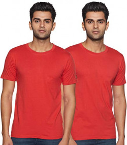 Chromozome Men's Round Neck Cotton T-Shirt (Pack of 2)(8902733371032_OS1_Cherrybrickred_L)