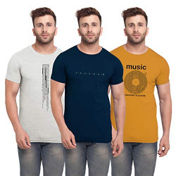 BULLMER Men's Regular Fit T-Shirt (Set of 3) (BUL-BSP018_013_006-XL_Multicolored_X-Large)