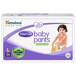 Himalaya Total Care Baby Pants Diapers, Large (9-14 kg), 54 Count, With Anti-Rash Shield, Indian Aloe Vera and Yashad Bhasma, Silky Soft Inner Layer