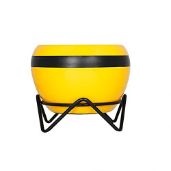 Kraft Seeds 12cm Round Table Top Metal Planter with Crown Like Metal Stand  Sunshine Yellow Color,KSSY01