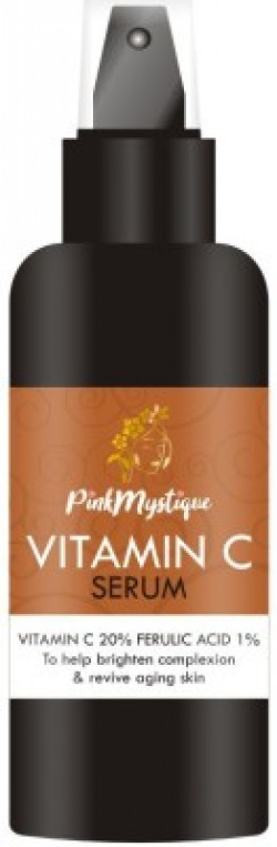 Pink Mystique Vitamin C Face Serum Vitamin C 20%, Ferulic Acid 1% Brightening Anti Aging Skin Repair Decrease formation of Fine Lines Wrinkles Brown Spots Glass Bottle (30 ml)(30 ml)