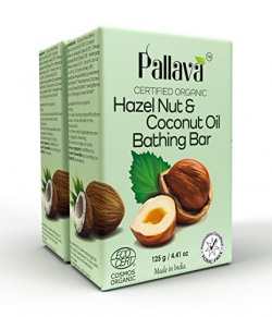 Pallava Organic Hazelnut and Coconut Oil Bathing Bar - 125 gm (Pack of 2)