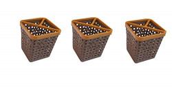 Multipurpose Plastic Kitchen Utensil Holder, Spoon, Knife Stand Organiser Brush and Paste Stand 10X9X7 cm Pack of 3 Pieces