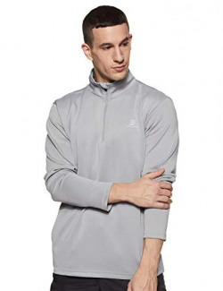 Amazon Brand - Symactive Men's Polyester Blend High Neck & Round Neck Warm Up Jacket Sweatshirt (SYK-04,Lt Grey-Large_Lt Grey_L)