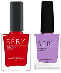 SERY Colorflirt Nail Paint Combo, Cherry Berry Red & Lavender , 10 millilitre