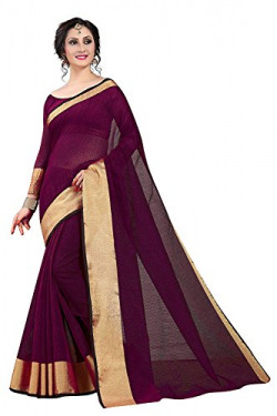 Gauri Laxmi Enterprise Women's Venkatgiri Cotton Silk Saree With Un-stitched Blouse (BANARASI_Wine)