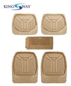 Kingsway PVC Rubber Car Mats 3G Plus of Heavy Quality for Nissan Terrano (Tray Mats, Set of 5, Beige Color)
